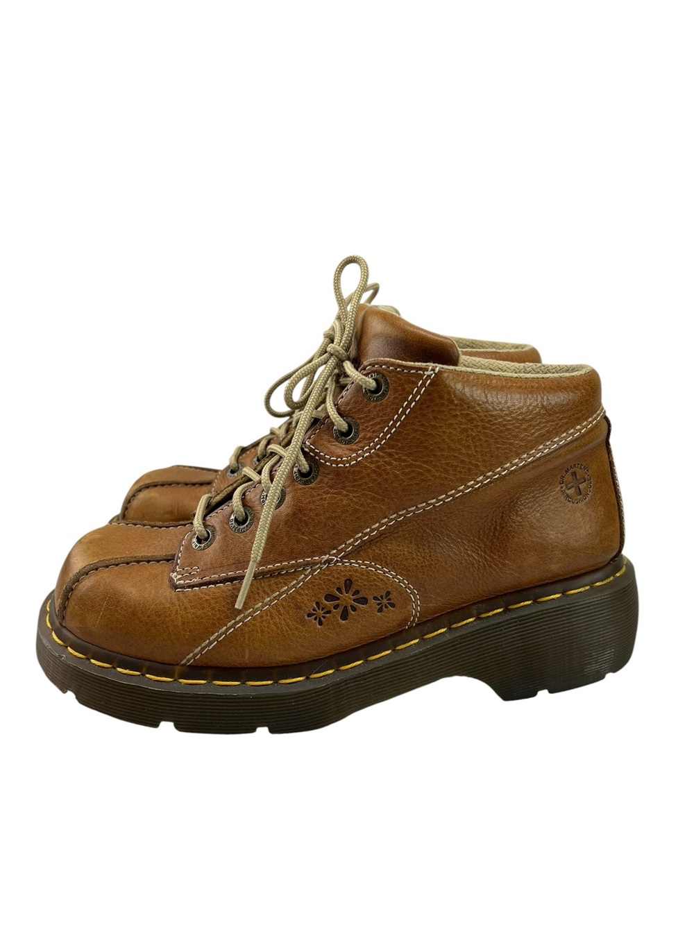 Dr. Martens Daisy Flower Power Platform Cognac Leather Y2K Boots Womens 9